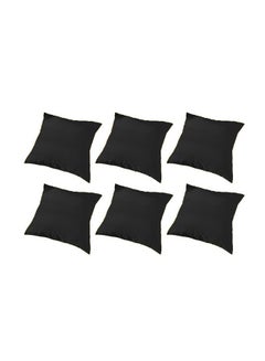 Buy 6 Pieces Velvet Soft Decorative Cushion Set Solid Design Black 45x45centimeter in Saudi Arabia