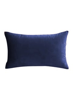 Buy Rectangular Velvet Decorative Cushions Solid Design Dark Blue 30x50cm in Saudi Arabia