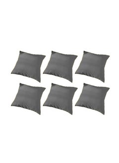 Buy 6 Pieces Velvet Soft Decorative Cushion Set Solid Design Dark Gray 45x45cm in Saudi Arabia