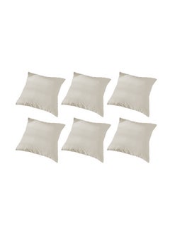 Buy 6 Pieces Velvet Soft Decorative Cushion Set Solid Design Ivory 45x45cm in Saudi Arabia