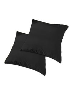 Buy 2 Pieces Velvet Soft Decorative Cushion Set Solid Design Black 45x45cm in Saudi Arabia