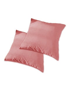 Buy 2 Pieces Velvet Soft Decorative Cushion Set Solid Design Light Pink 45x45centimeter in Saudi Arabia