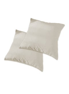 Buy 2 Pieces Velvet Soft Decorative Cushion Set Solid Design Ivory 45x45centimeter in Saudi Arabia