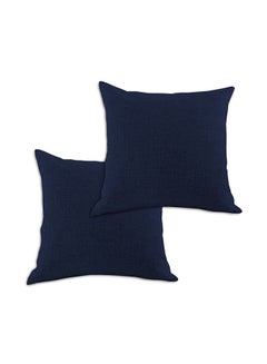 Buy 2-Piece Decorative Cushion Set Dark Blue 45x45cm in Saudi Arabia