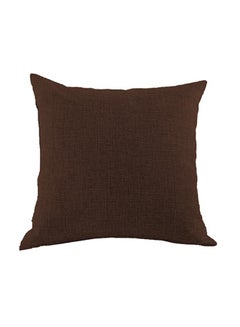 Buy square Linen Decorative Cushions Solid Design Dark Brown 45x45cm in Saudi Arabia