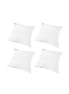 Buy 4 Pieces Velvet Soft Decorative Cushion Set Solid Design velvet White 45x45x10cm in Saudi Arabia