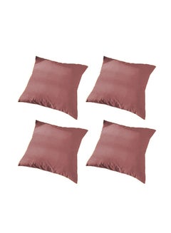 Buy 4 Pieces Velvet Soft Decorative Cushion Set Solid Design polyester Dark Pink 45x45cm in Saudi Arabia