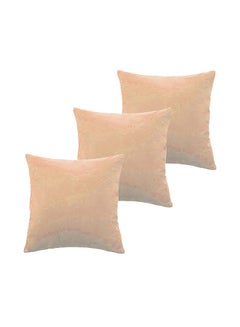 Buy 5 Pieces Velvet Soft Decorative Cushion Set Solid Design Beige 45x45cm in Saudi Arabia