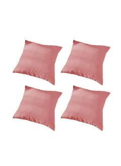 Buy 4 Pieces Velvet Soft Decorative Cushion Set Solid Design velvet Light Pink 45x10x45cm in Saudi Arabia