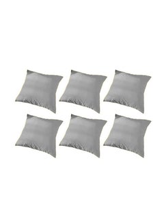 Buy 6 Pieces Velvet Soft Decorative Cushion Set Solid Design Gray 45x45cm in Saudi Arabia