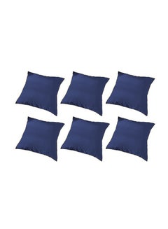 Buy 6 Pieces Velvet Soft Decorative Cushion Set Solid Design polyester Dark Blue 45x45cm in Saudi Arabia