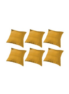 Buy 6 Pieces Velvet Soft Decorative Cushion Set Solid Design polyester Gold 45x45cm in Saudi Arabia