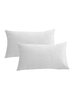 Buy 2 Pieces Velvet Decorative Cushion Set Solid Design White 30x50cm in Saudi Arabia