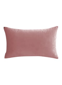 Buy Rectangular Velvet Decorative Cushions Solid Design Light Pink 30x50cm in Saudi Arabia