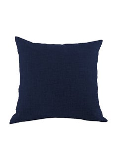 Buy square Linen Decorative Cushions Solid Design Dark Blue 45x45cm in Saudi Arabia