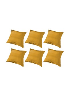 Buy 6 Pieces Velvet Soft Decorative Cushion Set Solid Design Gold 45x45cm in Saudi Arabia