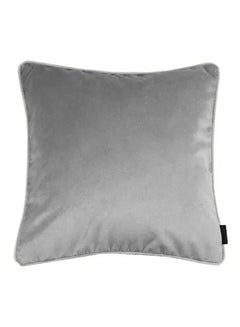 Buy square Velvet Soft Decorative Cushion Solid Design Gray 45x45cm in Saudi Arabia