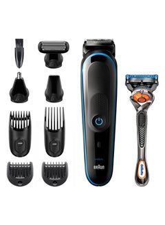 Buy MGK5280 9-In-1 Beard Trimmer Set With Gillette Fusion5 ProGlide Razor Black/Blue in Egypt