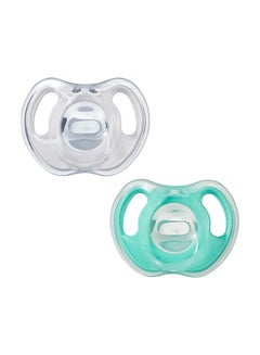 Buy Ultra-Light Silicone Soother, Symmetrical Orthodontic Design, BPA-Free, One-Piece Design, Includes Steriliser Box, 0-6m, Pack Of 2 Dummies in Saudi Arabia