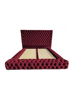 Buy Valencia Bed Frame Velvet Burgundy 200x180cm in Saudi Arabia