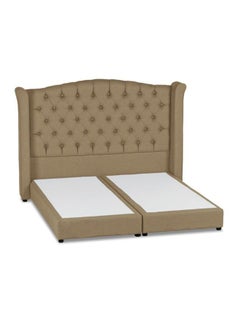 Buy Al Dimashqi Bed Frame Linen Dark Brown 200x160cm in Saudi Arabia