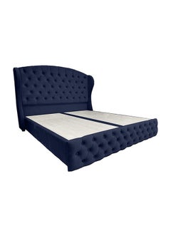 Buy Serin Bed Frame Velvet Dark Blue 160x200cm in Saudi Arabia