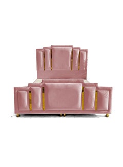 Buy Paris Bed Frame Velvet Light Pink 200x160cm in Saudi Arabia