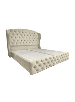 Buy Serin Bed Frame Velvet Ivory 200x140cm in Saudi Arabia