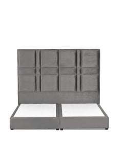 Buy Modern Design Straight Upholstered Velvet Back Bed Light Grey 150x200cm in Saudi Arabia