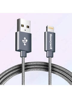 Buy USB 2.0 to Lightning cable, MFI certified apple original lighting connector, Fast Charging, Nylon-Braided sync and charge cable for iPhone, iPad, Airpods, iPod, 4 Feet (1.2M) Grey in UAE