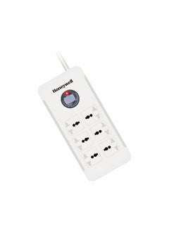 اشتري Surge Protector/Spike Guard/Extension board, Master Switch, 6 Universal Sockets, 36000Amp, 1.5 Mtr Cord, Device Secure Warranty, X3 Fireproof MOV tech, 3Yr Warranty White-Platinum Series في الامارات