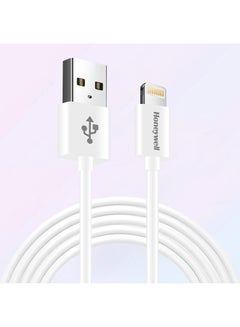 Buy USB 2.0 to Lightning cable, MFI certified apple original lighting connector, Fast Charging, Non-Braided sync and charge cable for iPhone, iPad, Airpods, iPod, 4 Feet (1.2M) white in UAE