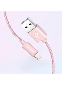 اشتري iPhone Lightning Cable 1.2mtr MFI Certified Compatible With iphone 14/13/12/11 Series, ipad, ipod Upto 480mbps Transfer Speed - Braided Rose Gold في الامارات