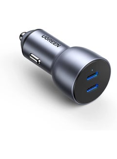 Buy Fast Car Charger Pd 50W Dual USB C Ports Fast Charging Car Power Adapter For iPhone 15 Pro/15 Pro Max/15/14/13/12/11, Samsung Galaxy S24/23/22, Ipad Pro/Air, Oneplus 11 Pro, Huawei, Xiaomi, Etc Silver in UAE