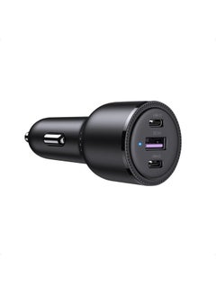 Buy 69W Fast USB C Car Charger Adapter 3 Ports Car Mobile Phone Fast Charging Socket Plug Laptop Car Charger Compatible with iPhone 15 Pro Max, MacBook Pro/Air, Samsung S23 Ultra, Steam Deck,etc Black in UAE
