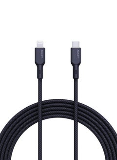 Buy Nylon Braided Type C To Lightning Cable 1M Black in Saudi Arabia