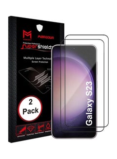 Buy 2Pack for Samsung Galaxy S23 Screen Protector Tempered Glass 9H Anti-Scratch Shatterproof HD Edge to Edge Full Coverage Film 6.1 inch Clear/Black in UAE