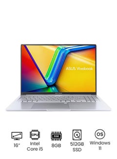 Buy X1605ZA-MB053W Laptop With 16-Inch WUXGA Display, Core i5-1235U Processor / 8GB RAM / 512GB SSD / Win 11 / english_arabic Transparent Silver in Egypt