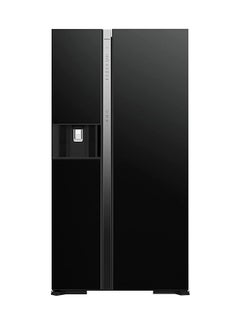 Buy 700L Gross Capacity  Side By Side Refrigerator with Inverter Compressor, 2 Door Fridge, Dual Fan Cooling, Quick Freezing, Touch Panel, Ice & Water Dispenser RSX700GPUK0GBK Glass Black in UAE