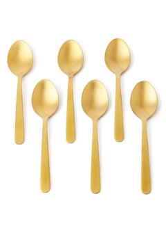 Buy 6 Piece Teaspoons Set - Made Of Stainless Steel - Silverware Flatware - Spoons - Spoon Set - Tea Spoons - Serves 6 - Design Gold Sail Gold Sail 6 Pc Tea Spoon in UAE