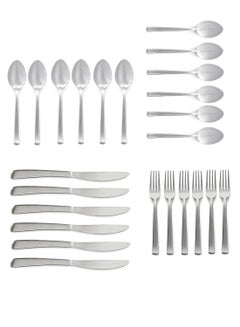 Buy 24 Pc Set 24 Piece Cutlery Set - Made Of Stainless Steel - Silverware Flatware - Spoons And Forks Set, Spoon Set - Table Spoons, Tea Spoons, Forks, Knives - Serves 6 - Design Silver Spade Silver Spade in UAE