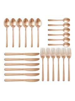 Buy 24 Pc Set 24 Piece Cutlery Set - Made Of Stainless Steel - Silverware Flatware - Spoons And Forks Set, Spoon Set - Table Spoons, Tea Spoons, Forks, Knives - Serves 6 - Design Copper Sail Copper Sail in UAE