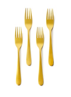 Buy 4 Piece Forks Set - Made Of Stainless Steel - Silverware Flatware - Fork Set - Serves 4 - Design Gold Daisy Gold Daisy 4 Pc Fork in UAE