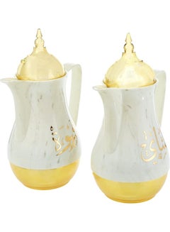 اشتري 2 Pieces Marble Tea & Cawa Set Double Wall 1 L+1 L متعدد الألوان 31سم في السعودية