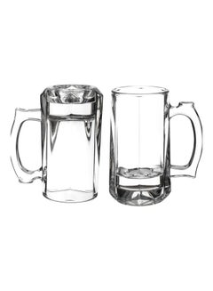 Buy Set Of 2 Large Size Turkish Glass Cups For Multiple Use Clear 300ml in Saudi Arabia