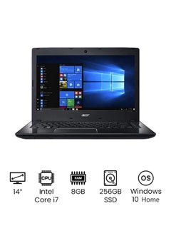 اشتري TravelMate P2 Laptop With 14-Inch HD Display, Core i7 Processor/8GB RAM/256GB SSD/Intel HD Graphics 520/Windows 10 Home International Version Black في السعودية
