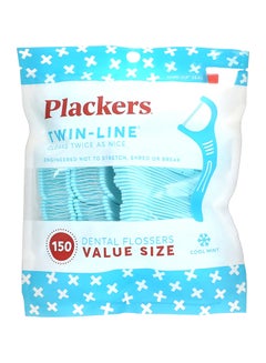 اشتري Twin-Line Dental Floss Pick Cool Mint Flavour 150 Pieces Blue في الامارات