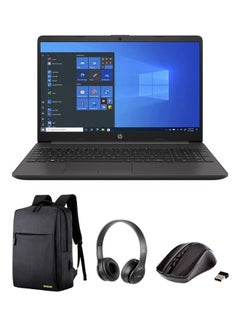 اشتري 2022 Newest 250 G8 Business Laptop With 15.6-Inch Display, Celeron N4020 Processor/4GB RAM/128GB SSD/Intel UHD Graphics/Windows 11 With Laptop Bag +Wireless Headphone And Mouse English Black في الامارات