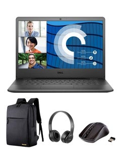 اشتري Vostro 14 3400 Laptop With 14-Inch Display, Core i5-1135G7 Processer/8GB RAM/512GB SSD/Intel XE Graphics/Windows-10 With Laptop Bag +Wireless Headphone And Mouse English Black في الامارات