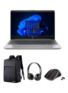 اشتري 2023 Newest HP 250 G9 Laptop With 15.6-Inch Display, Intel Celeron N4500 Processor/4GB RAM/128GB SSD/Intel UHD Graphics/Windows 11 With Laptop Bag +Wireless Headphone And Mouse English Silver في الامارات